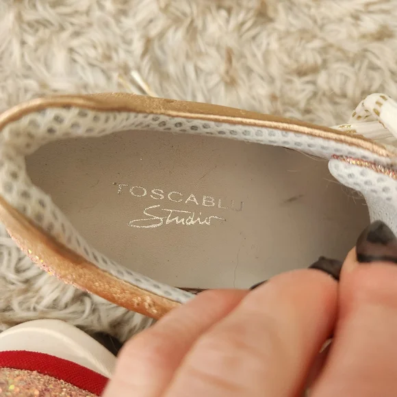 Tosca Blu Champagne Glitter Sneakers White‎ And Gold Women's EU Size 37 - Picture 11 of 13